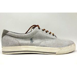 Polo Ralph Lauren Vaughn Gray Canvas Casual Lace Up Sneakers Shoes Men's 14 D
